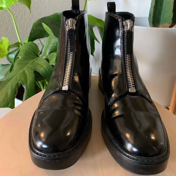 vegan patent leather boots
